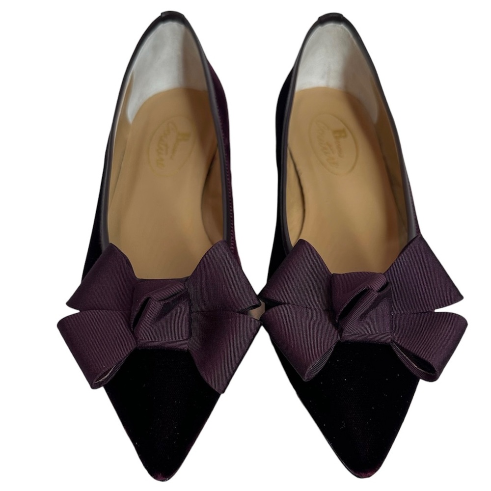 Browns Couture Women’s Bordeaux Velvet Mule with an Intricate Grosgrain Bow